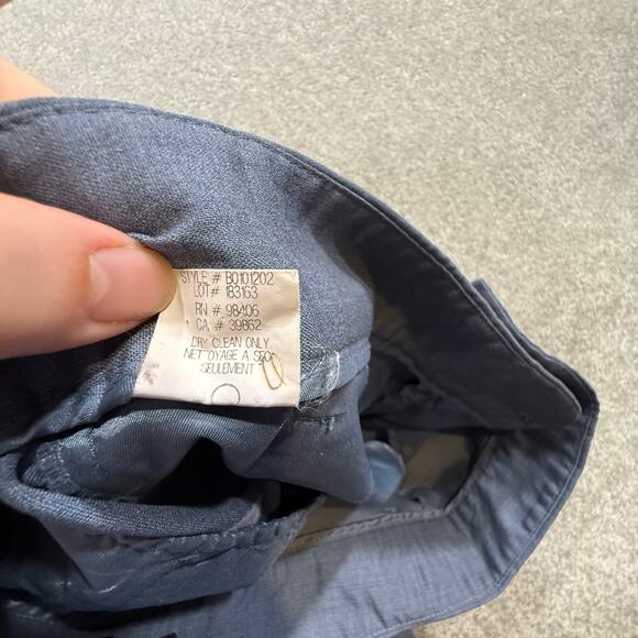 Theory Denim Melange Wool Trousers Blue Gray Work Pants Sz 2 Tall Stretch Office - Picture 6 of 9